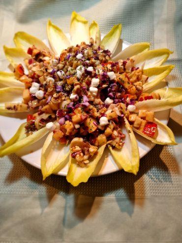 Exploring the Delightful Fusion of Flavors in Feta Cheese Pearls, Walnut, and Chicory Salad